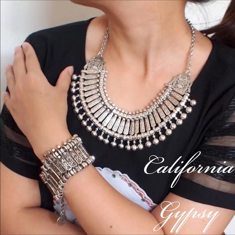 LAST ONE Bohemian Silver Statement Necklace - Picture 3 of 7